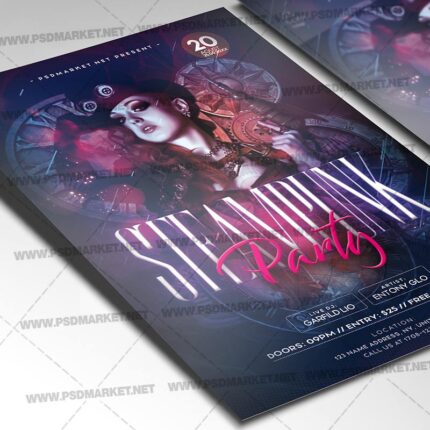 Download Steampunk Party Flyer - PSD Template | PSDmarket