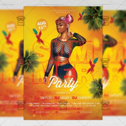 Download Summer Party on the Beach PSD Flyer Template Now