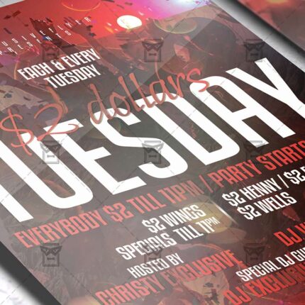 Download Two Dollars TuesdayPSD Flyer Template Now