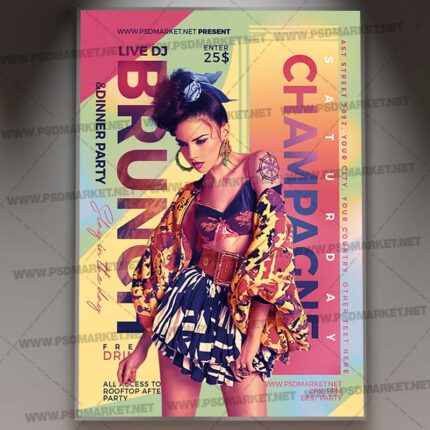 Download Champagne Brunch Flyer - PSD Template