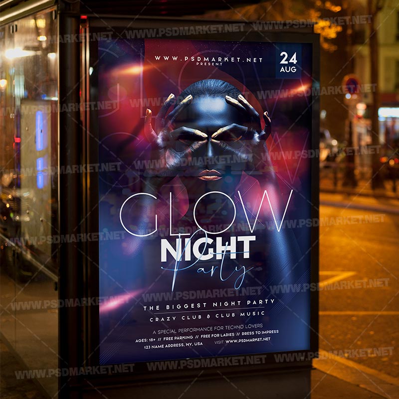 glow_night_party_flyer_psd_psdmarket_3.jpg Download Glow Night Party Flyer - PSD Template-3