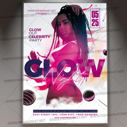 Download Glow Party Flyer - PSD Template