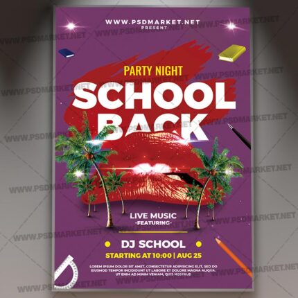 Download School Back Party Flyer - PSD Template