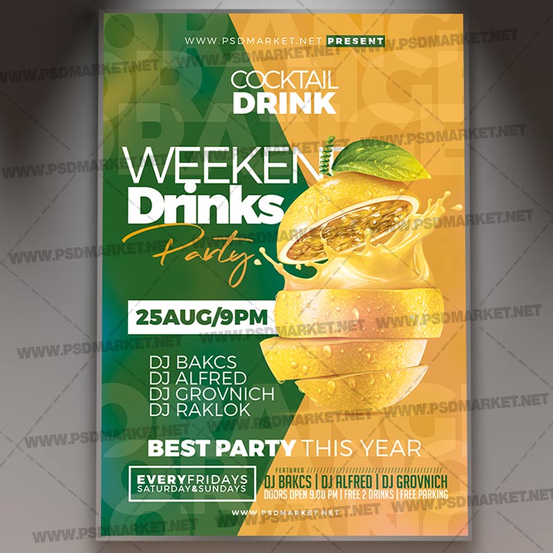 weekend_drinks_flyer_psd_psdmarket_1.jpg Download Weekend Drinks Flyer - PSD Template