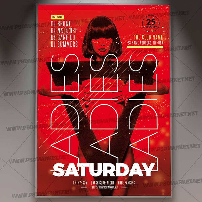 ladies_saturday_flyer_psd_psdmarket_1.jpg Download Ladies Saturday Flyer - PSD Template