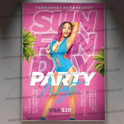 Download Sunday Funday Party Flyer - PSD Template
