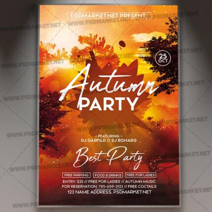 Download Autumn Party Event Flyer - PSD Template