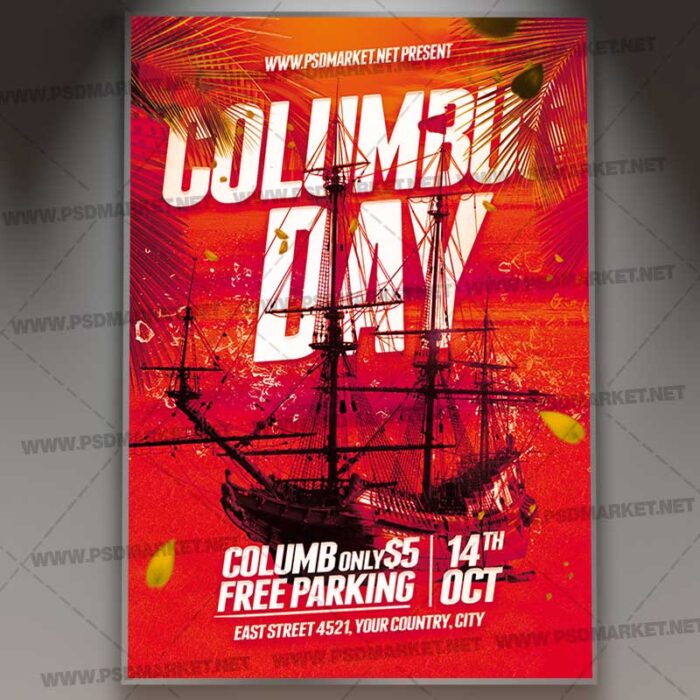 Download Columbus Day Party Flyer - PSD Template