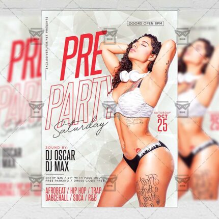 Download Pre Party Saturday PSD Flyer Template Now