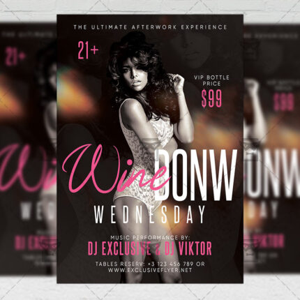 Download Wine Down Wednesday PSD Flyer Template Now