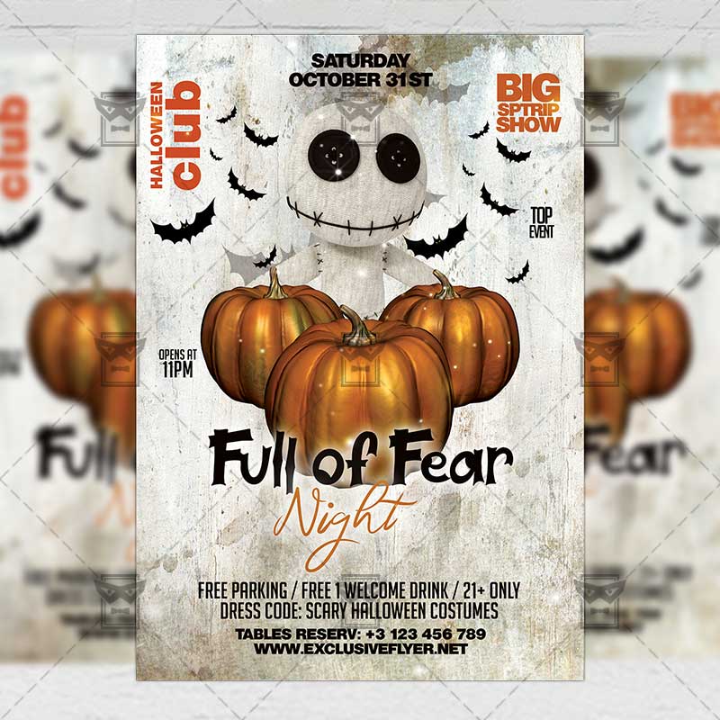 full_of_fear_night-premium-flyer-template-1.jpg Full of Fear Night Flyer - Seasonal A5 Template - Image 1
