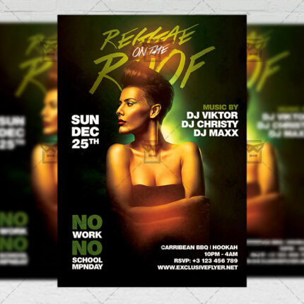 Download Reggae on the Roof Flyer - Club A5 PSD Template