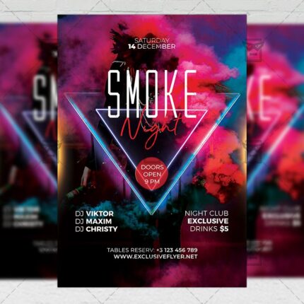 Smoke Night Flyer - Club PSD Template