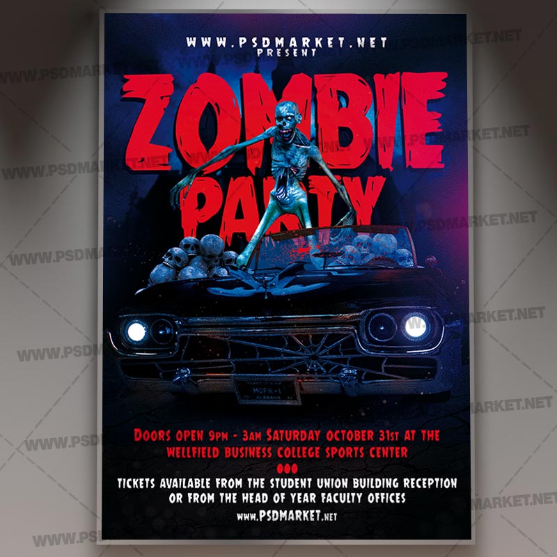 zombie_party_flyer_psd_psdmarket_1.jpg Download Zombie Party Flyer - PSD Template