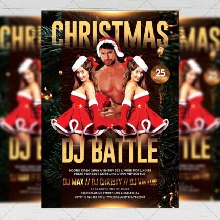Christmas Dj Battle Flyer - Winter PSD Template