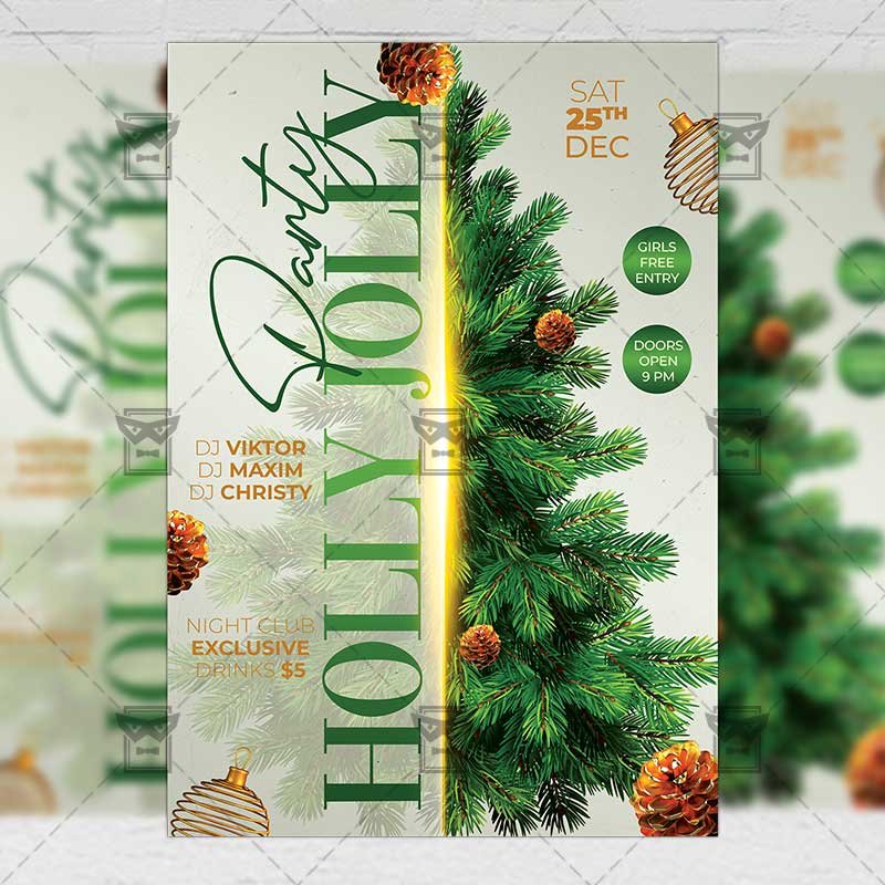 holly_jolly_party-premium-flyer-template-1.jpg Holly Jolly Christmas Party Flyer - Winter PSD Template