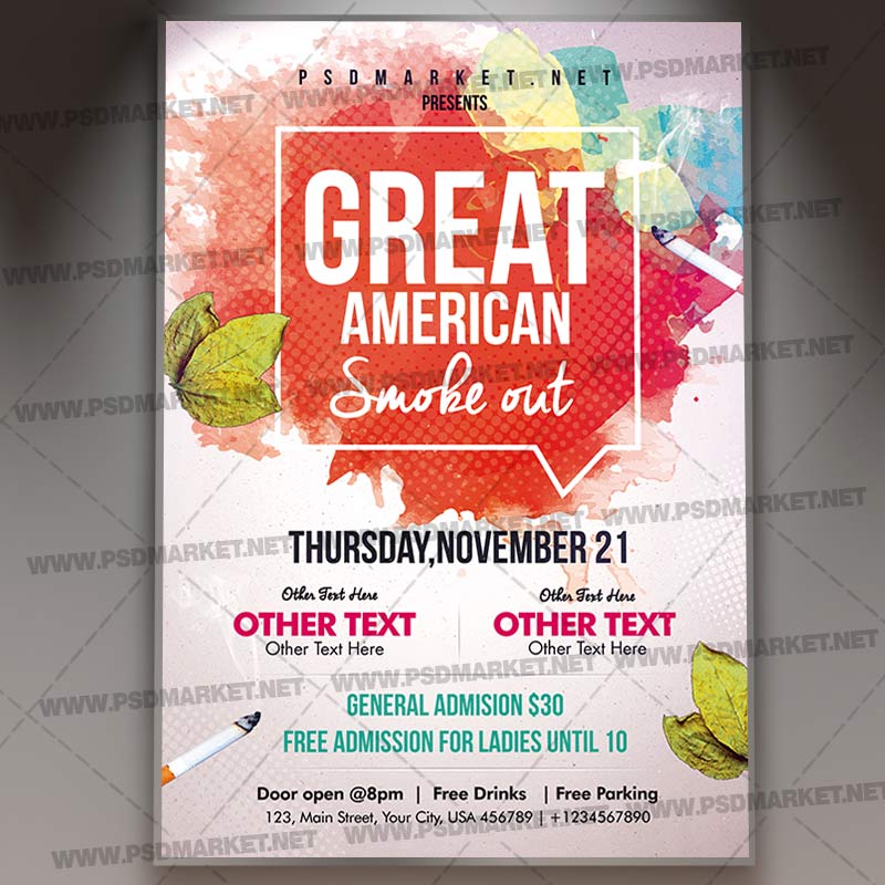 no_smoking_day_flyer_psd_psdmarket_1.jpg Download No Smoking Day Flyer - PSD Template
