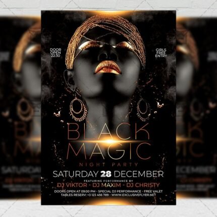 Black Magic Night Flyer - Club PSD Template