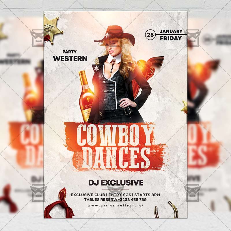 cowboy_dances-premium-flyer-template-1.jpg Cowboy Dances Flyer - Western PSD Template