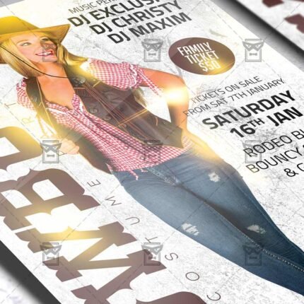Cowboys Costume Party Flyer - Western PSD Template