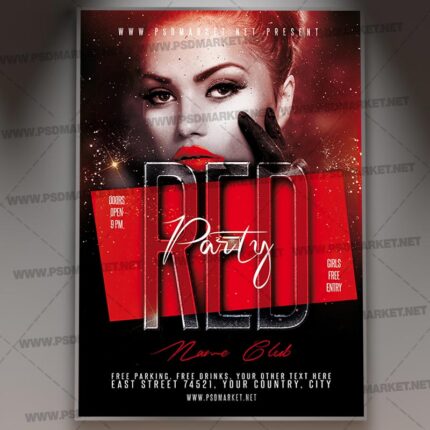 Download Red Club Party Flyer - PSD Template