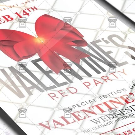 Valentine Red Party Flyer - Winter PSD Template