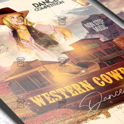 Western Cowboy Dances Flyer - Western PSD Template