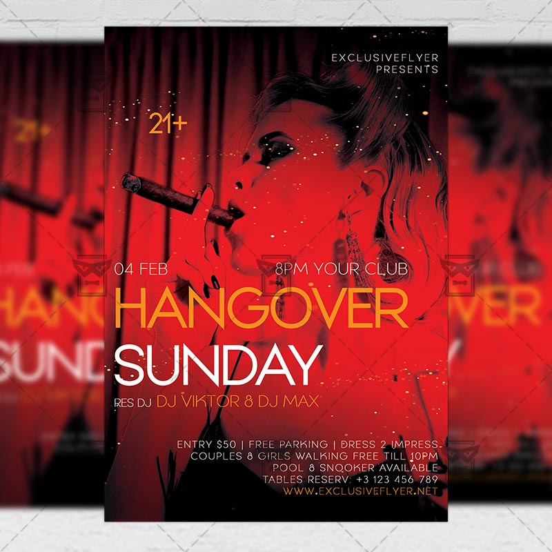 hangover_sunday-premium-flyer-template-1.jpg Hangover Sunday Flyer - Club PSD Template - Image 1
