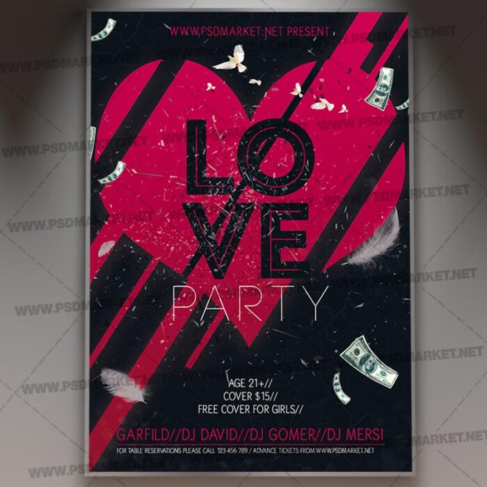 Download Love Party Night Template - Flyer PSD