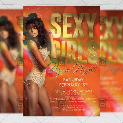 Sexy Girls Music Night Template - Flyer PSD + Instagram Ready Size