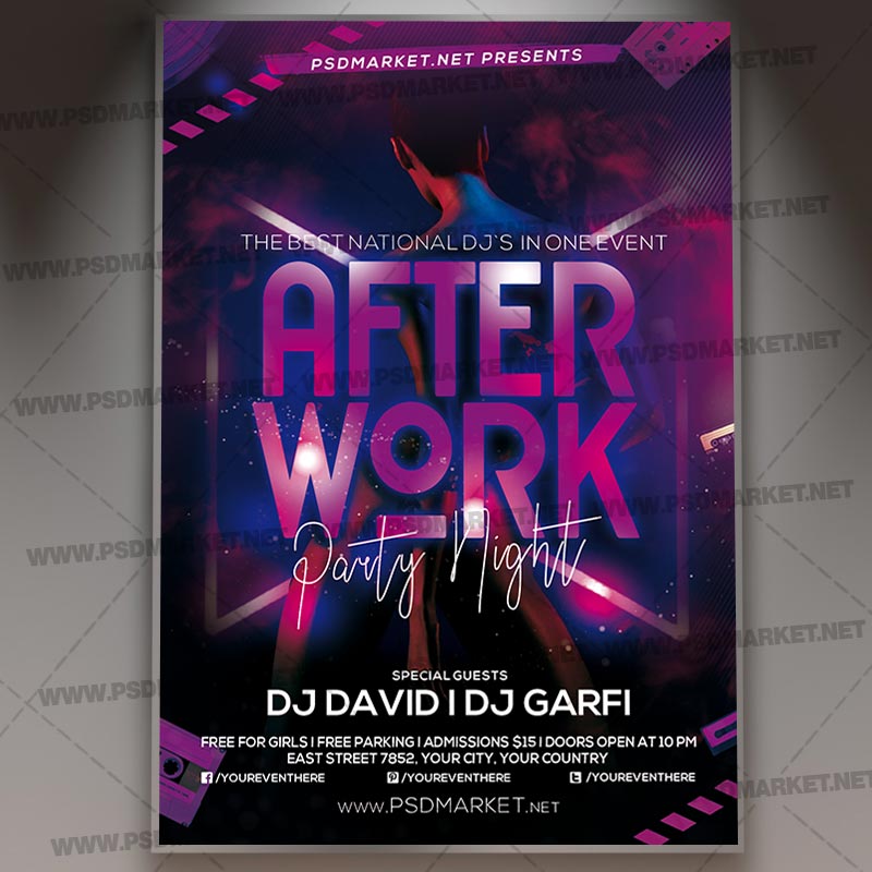 Premium PSD  After work friday night club party flyer template