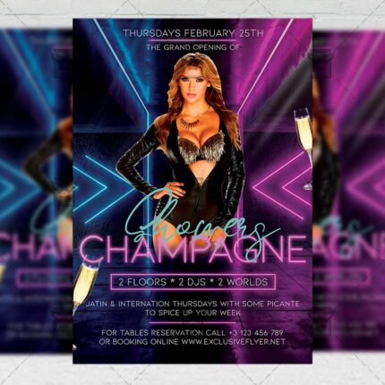 Champagne Showers Template - Flyer PSD + Instagram Ready Size