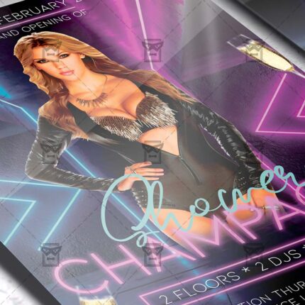 Champagne Showers Template - Flyer PSD + Instagram Ready Size