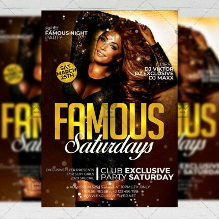 Famous Saturdays Template - Flyer PSD + Instagram Ready Size