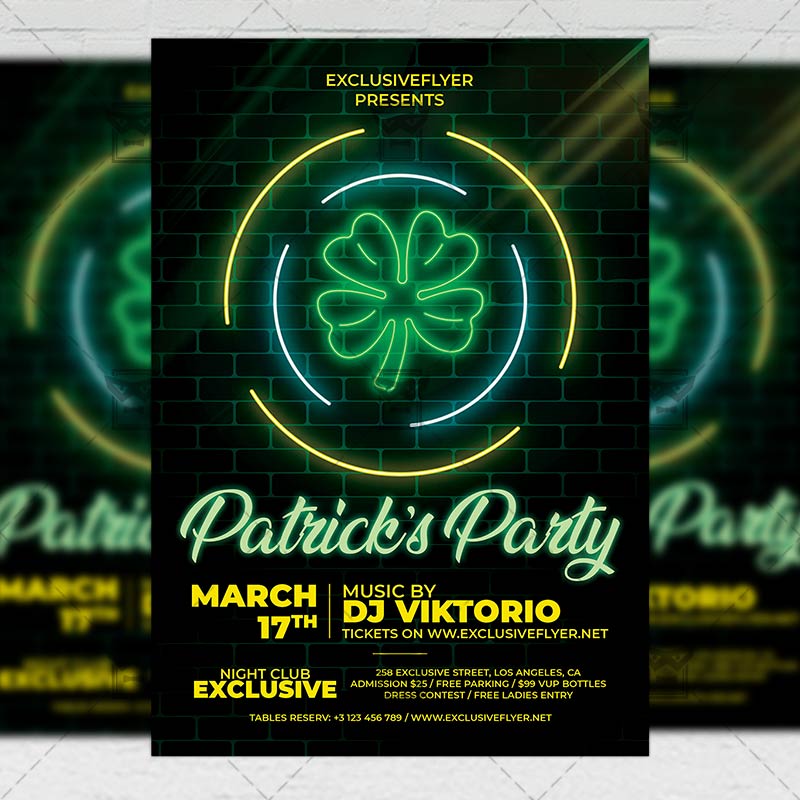 neon_st_patricks_party-premium-flyer-template-1.jpg Neon St. Patrick's Party Template - Flyer PSD + Instagram Ready Size
