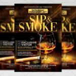 Sip and Smoke Template - Flyer PSD + Instagram Ready Size