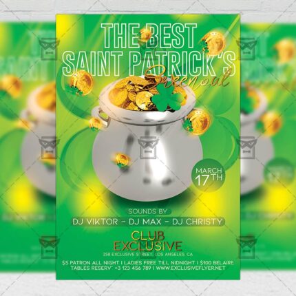 St. Patrick's Greenout Template - Flyer PSD + Instagram Ready Size