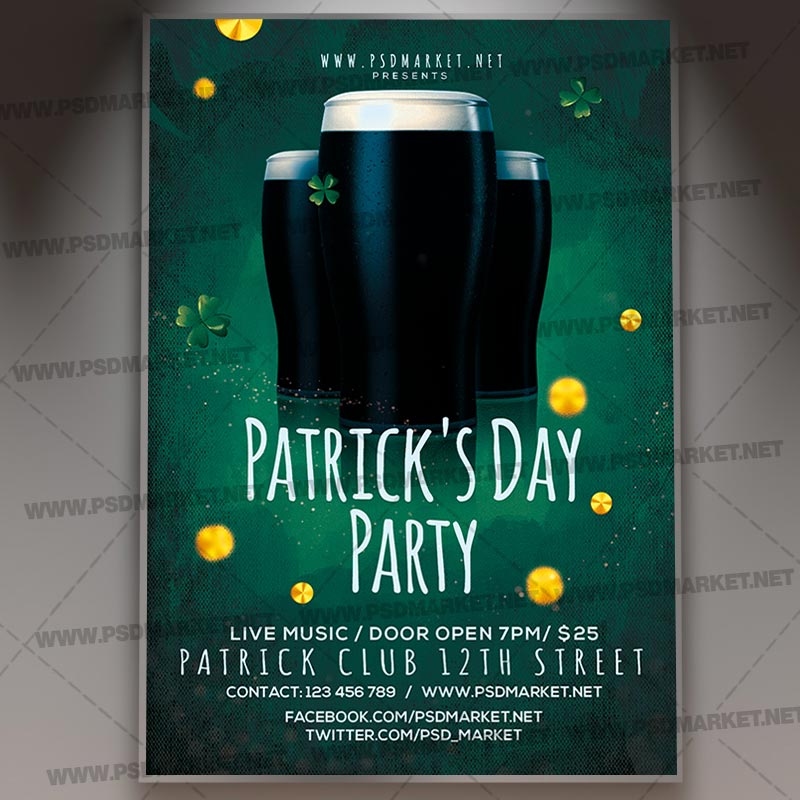 st_patricks_club_party_flyer_psd_psdmarket_1.jpg Download St Patricks Club Party Template - Flyer PSD
