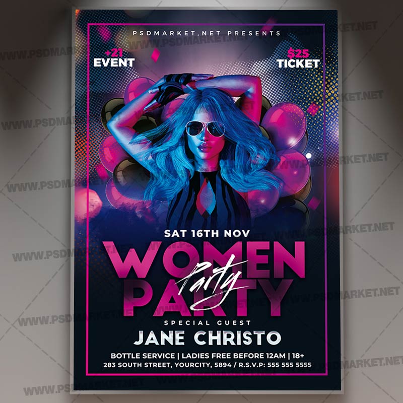 womens_party_night_flyer_psd_psdmarket_1.jpg Download Womens Party Night Template - Flyer PSD