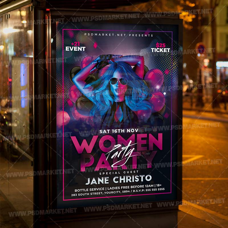 womens_party_night_flyer_psd_psdmarket_3.jpg Download Womens Party Night Template - Flyer PSD-3