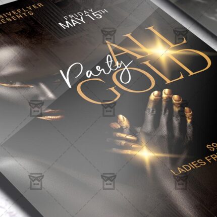 All Gold Party Template - Flyer PSD + Instagram Ready Size