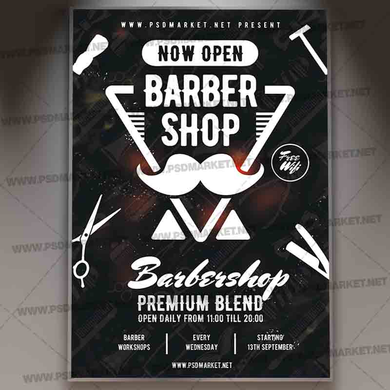 Barber shop flyer template Royalty Free Vector Image