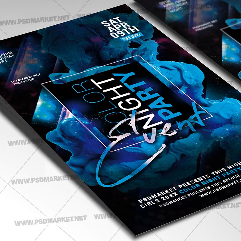 Download Color Night Party Template - Flyer PSD-2