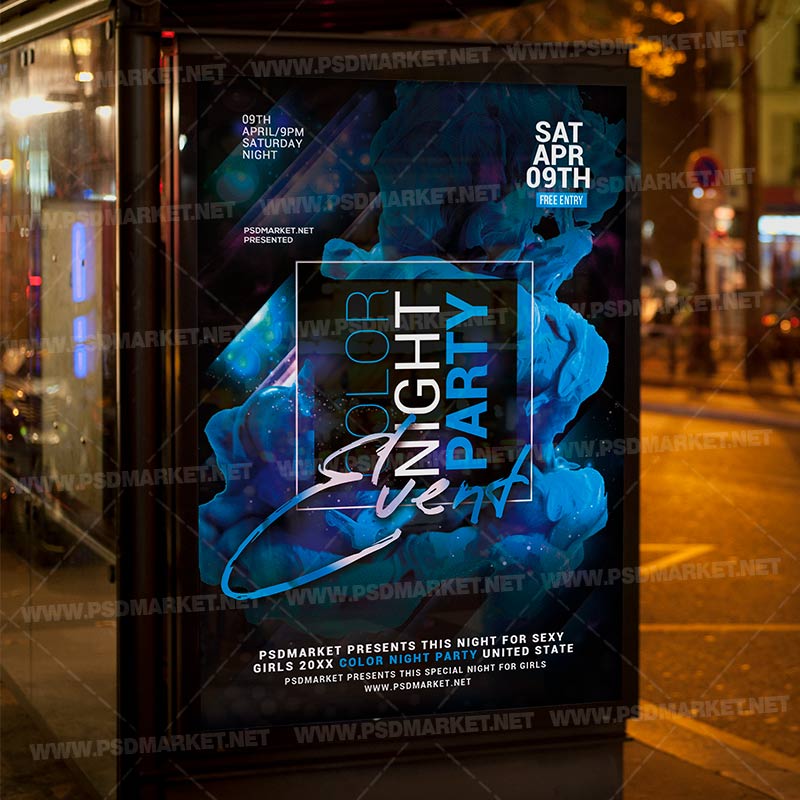 Download Color Night Party Template - Flyer PSD-3