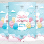 Easter Online Service Template - Flyer PSD + Instagram Ready Size