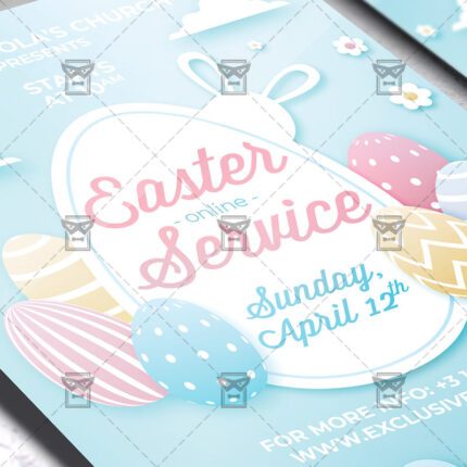 Easter Online Service Template - Flyer PSD + Instagram Ready Size