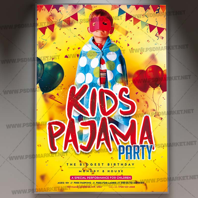 kids_pajama_party_flyer_psd_psdmarket_1.jpg Download Kids Pajama Party Template - Flyer PSD