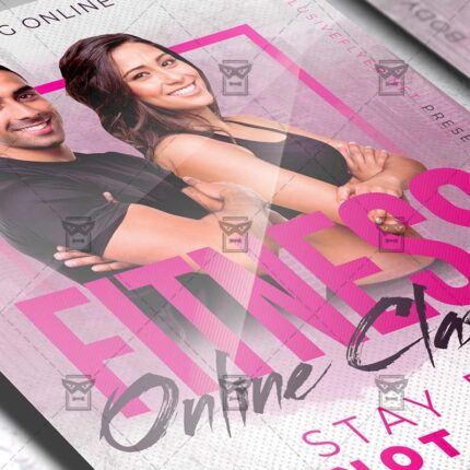 Online Fitness Classes Template - Flyer PSD + Instagram Ready Size