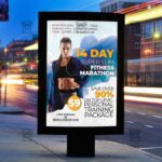 Online Fitness Marathon Template - Flyer PSD + Instagram Ready Size