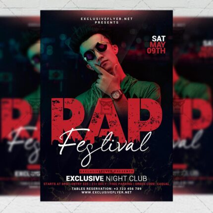 Rap Festival Event Template - Flyer PSD + Instagram Ready Size